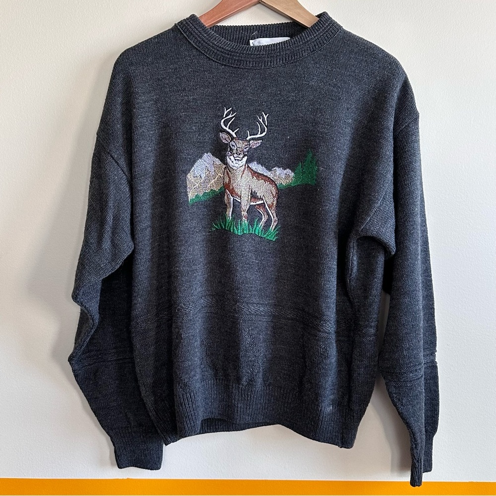 Vintage Embroidered Deer Sweater